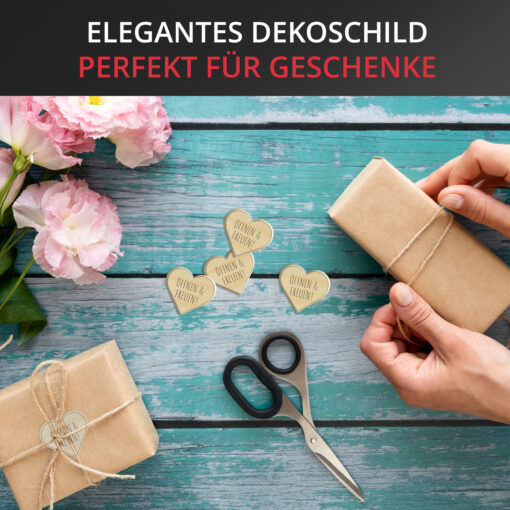 Öffnen und freuen Holzherzen zum aufkleben, Nachhaltige Geschenkverpackung für Weihnachten, Hochzeit o. Geburtstag mit Herzmotiv – Bild 3