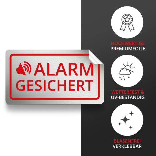 6 Stück Alarm gesichert Aufkleber – Bild 3