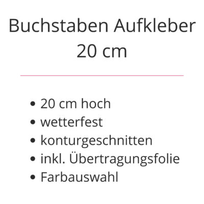 Buchstaben Aufkleber 20cm hoch