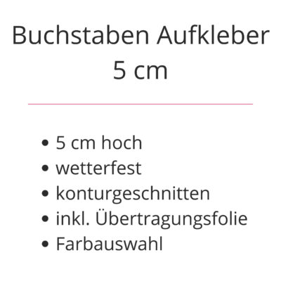 Buchstaben Aufkleber 5cm hoch