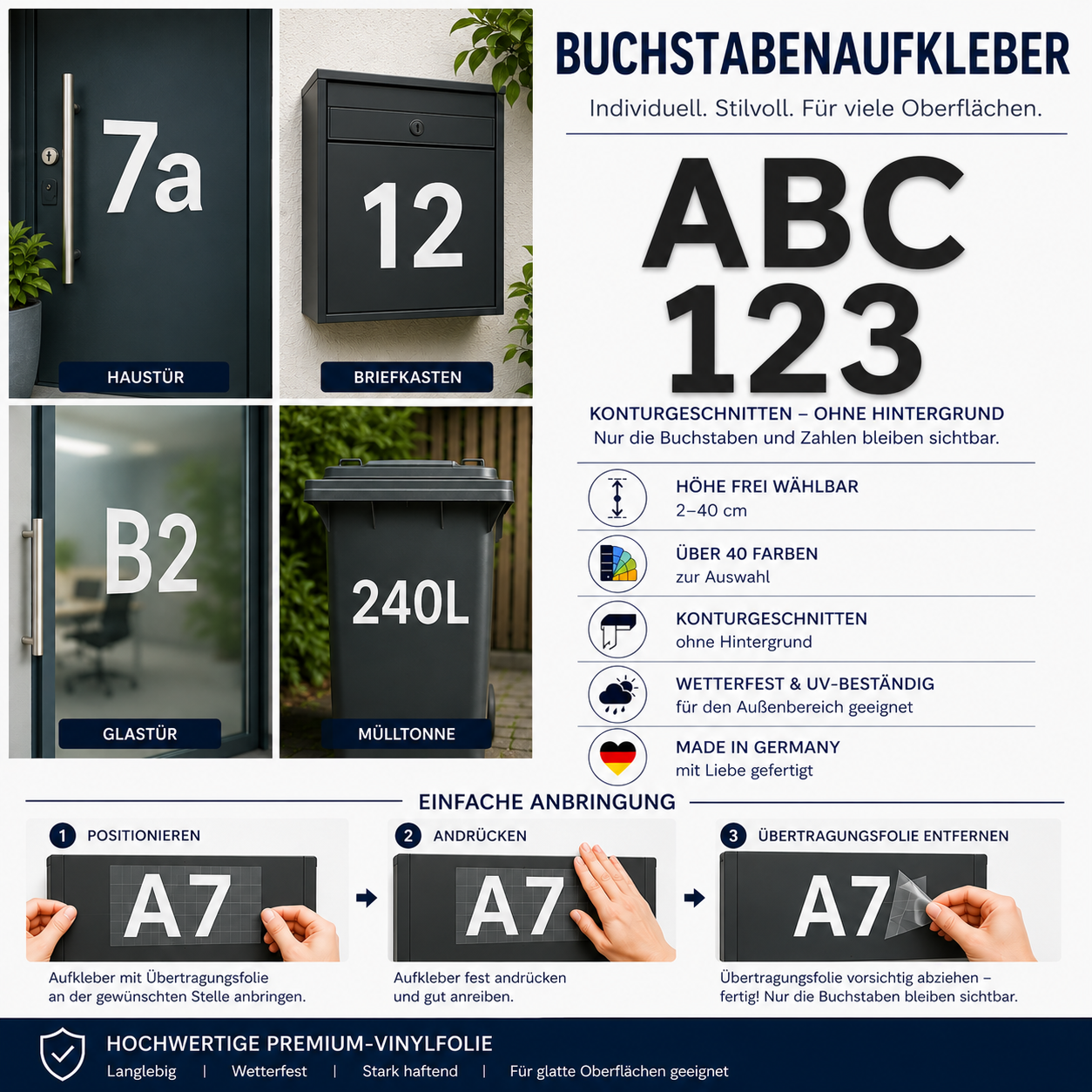 Buchstaben Aufkleber aus Vinylfolie