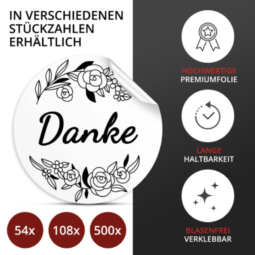 Danke Aufkleber, rund 3cm – Bild 3