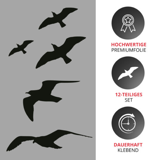 Fenster Vogelschutz Aufkleber schwarz