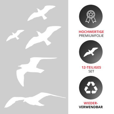 Fenster Vogelschutz Aufkleber weiß wiederverwendbar