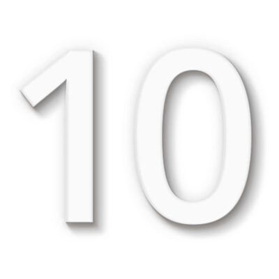 Hausnummer 10 weiß Acryl