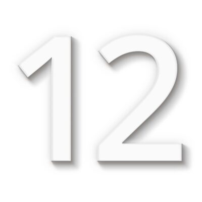 Hausnummer 12 weiß Acryl
