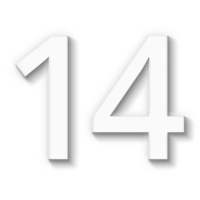 Hausnummer 14 weiß Acryl