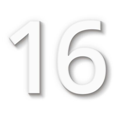 Hausnummer 16 weiß Acryl