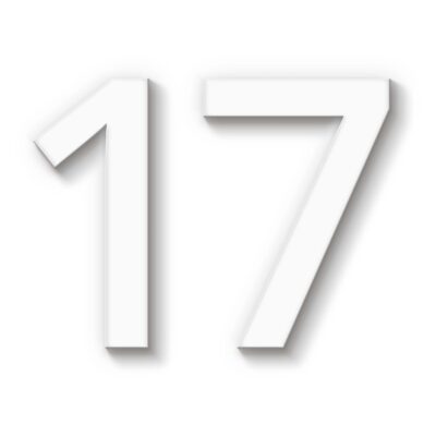 Hausnummer 17 weiß Acryl