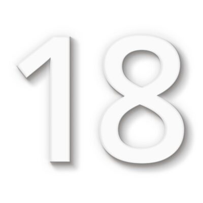 Hausnummer 18 weiß Acryl