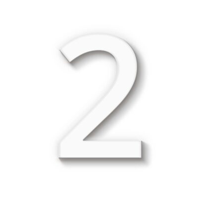Hausnummer 2 weiß Acryl