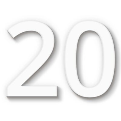 Hausnummer 20 weiß Acryl