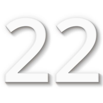Hausnummer 22 weiß Acryl