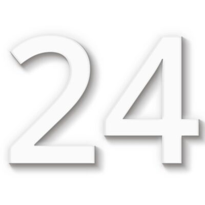 Hausnummer 24 Acryl weiß