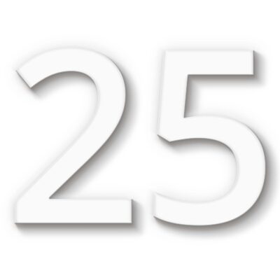Hausnummer 25 Acryl weiß