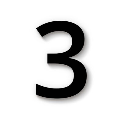 Hausnummer 3 schwarz Acryl