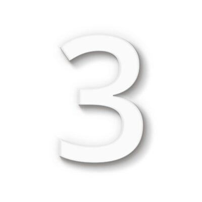 Acryl Hausnummer 3 weiß