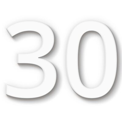 Hausnummer 30 Acryl weiß