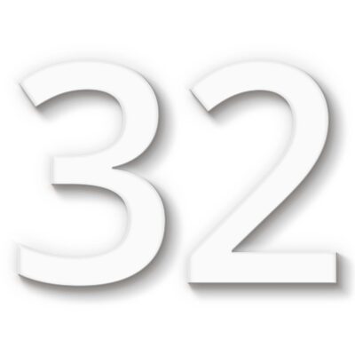 Hausnummer 32 weiß Acryl