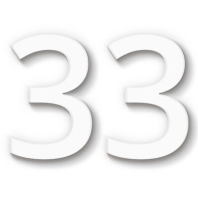 Hausnummer 33 Acryl weiß