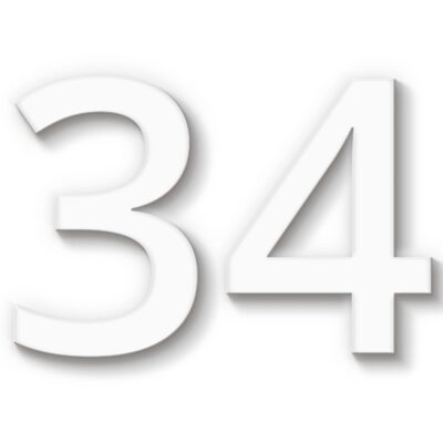 Hausnummer 34 weiß Acryl