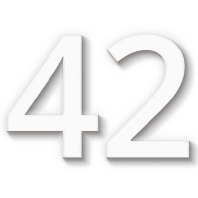 Hausnummer 42 weiß Acryl