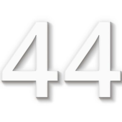 Hausnummer 44 Acryl weiß