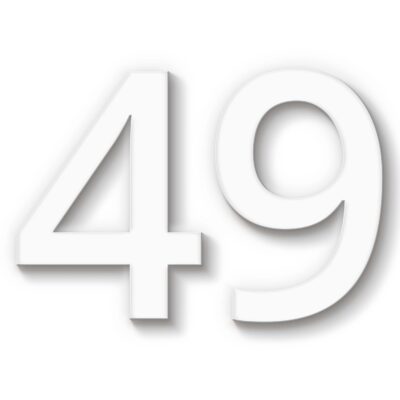 Hausnummer 49 weiß Acryl