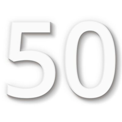 Hausnummer 50 weiß Acryl