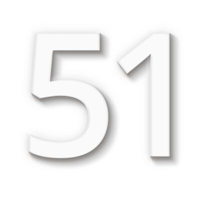 Hausnummer 51 weiß Acryl