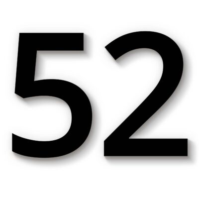 Hausnummer 52 schwarz Acryl