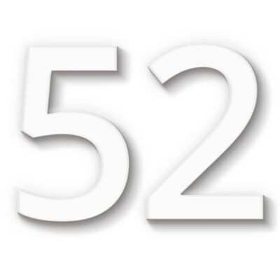 Hausnummer 52 weiß Acryl