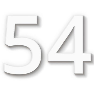 Hausnummer 54 aus weißem Acryl