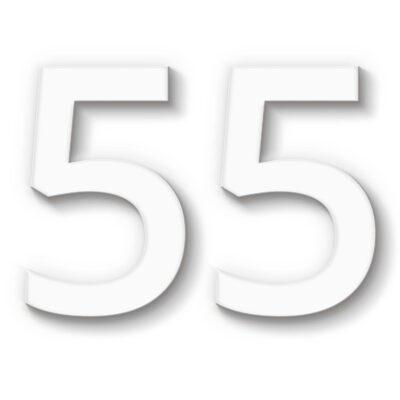 Hausnummer 55 weiß Acryl