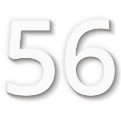 Hausnummer 56 weiß aus Acryl