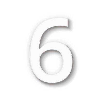 Hausnummer 6 weiß Acryl