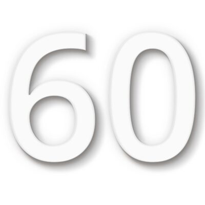 Hausnummer 60 weiß aus Acryl