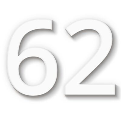 Hausnummer 62 Acryl weiß