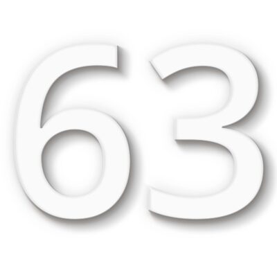 Hausnummer 63 Acryl weiß