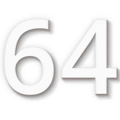 Hausnummer 64 Acryl weiß