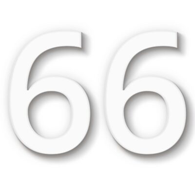 Hausnummer 66 weiß Acryl