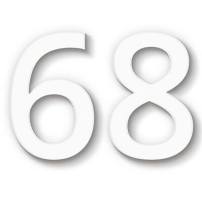 Hausnummer 68 Acryl weiß