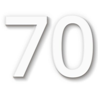 Hausnummer 70 weiß Acryl