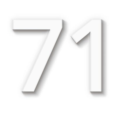 Hausnummer 71 weiß Acryl