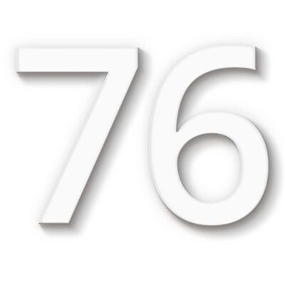 Hausnummer 76 aus weißem Acryl