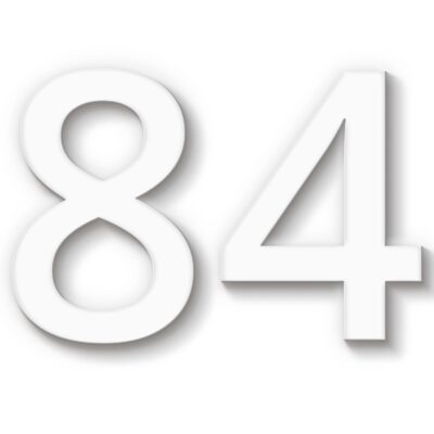 Hausnummer 84 weiß Acryl