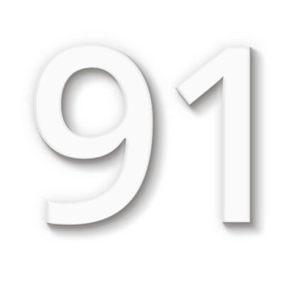 Hausnummer 91 weiß Acryl