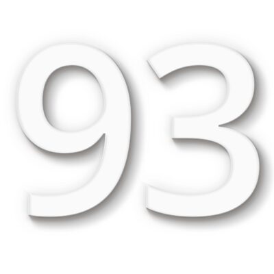 Hausnummer 93 weiß Acryl