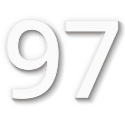 Hausnummer 97 weiß Acryl