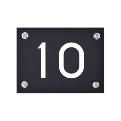 Hausnummernschild Nummer 10 schwarz-weiß